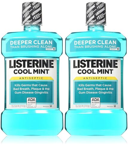 Listerine Cool Mint Antiseptic Oral Care Mouthwash to Kill 99% of Germs That Cause Bad Breath, Plaque and Gingivitis, ADA-Accepted, 8.5 Fl Oz in Kuwait