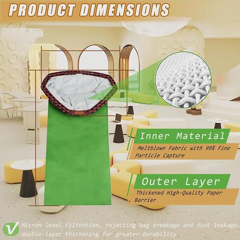20 Pack 107313 Backpack Vacuum Bags Compatible with ProTeam 10 QT Backpack Vacuum Cleaner, Fit for Super Coach Pro 10, for GoFit 10, 3-Layer Filtration, Replace #107313 Open Triangular Collar in Kuwait