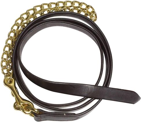 Schneiders Billy Royal 6' Havana Leather Horse Lead with 24" Brass Chain | 1" W x 6' L | Superior Horse Control | Matches Billy Royal Halters in Kuwait