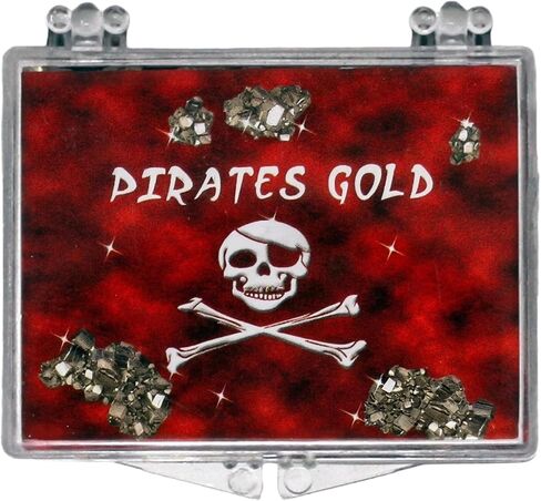Pirate Gold - Fools Gold Treasure Box | Real Iron Pyrite Display Case | Mini Gold-Like Minerals for Pirate-Themed Treasure Hunting, Adventure Decor Collection in Kuwait