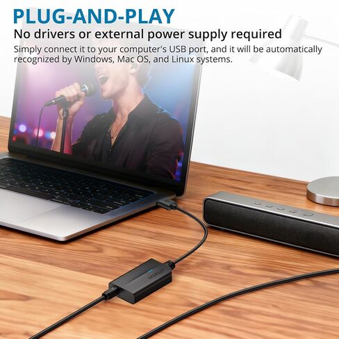AUTOUTLET USB إلى محول الصوت البصري، 96 كيلو هرتز USB A إلى SPDIF محول الصوت البصري، التوصيل والتشغيل، كابل 2 متر للكمبيوتر الشخصي، الكمبيوتر المحمول، Mac إلى Soundbar، DAC، المسرح المنزلي in Kuwait