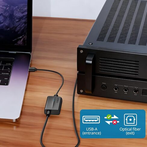 AUTOUTLET USB إلى محول الصوت البصري، 96 كيلو هرتز USB A إلى SPDIF محول الصوت البصري، التوصيل والتشغيل، كابل 2 متر للكمبيوتر الشخصي، الكمبيوتر المحمول، Mac إلى Soundbar، DAC، المسرح المنزلي in Kuwait