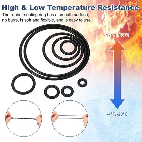 120pcs Nitrile Rubber O-Rings (5/16 Inch ID 15/32 Inch OD 1/16 Inch Width) - NBR Sealing Gasket 70A Durometer Oil Resistant, for Hydraulic Plumbing Hose Faucet Machine Repair in Kuwait