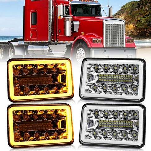 CO LIGHT 4 قطع 4 × 6 بوصة مصابيح LED أمامية Hi Lo مختومة شعاع مستطيل استبدال H4651 H4652 H4656 H4666 H6545 متوافق مع بيتربيلت كينورث فورد بروب شيفروليه تشيفي أولدزموبيل كاتلاس دودج in Kuwait