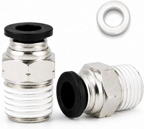 Unykora 8mm OD x 1/4" NPT Pneumatic Push to Connect Fittings, 20-Pack | Air hose quick connect fittings;PTFE Tape Included; Leak Tested; Reusable; 360° Swivel; Nickel-Plated Brass Body in Kuwait