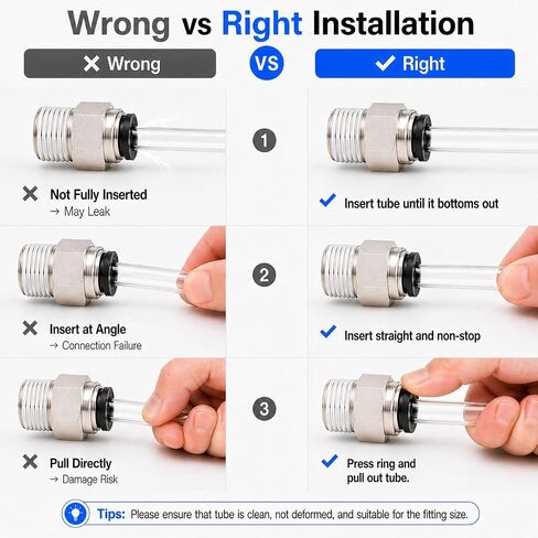 Unykora 8mm OD x 1/4" NPT Pneumatic Push to Connect Fittings, 20-Pack | Air hose quick connect fittings;PTFE Tape Included; Leak Tested; Reusable; 360° Swivel; Nickel-Plated Brass Body in Kuwait