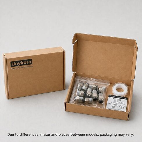 Unykora 8mm OD x 1/4" NPT Pneumatic Push to Connect Fittings, 20-Pack | Air hose quick connect fittings;PTFE Tape Included; Leak Tested; Reusable; 360° Swivel; Nickel-Plated Brass Body in Kuwait