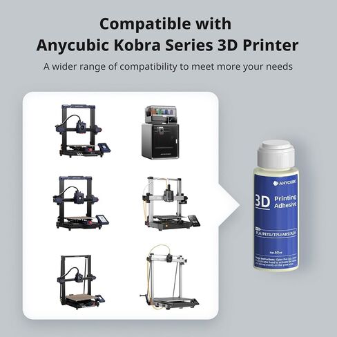 Anycubic 3D Printer Bed Adhesive Glue 60ml, Perfect First Layer Adhesion, Reduces Warping for PLA, PLA+, ABS, PETG, ASA Silk Filaments, No Residue, 2pcs in Kuwait