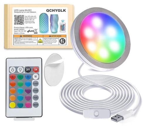 Remote Control RGB LED Lamp Kit for Bambu Lab LED Light Kit & MH001 Projects,5V USB Powered,16-Colors with Power Failure Memory, 3D Printer light Projects for MakerWorld DIY Community (1-Pack) | Compatible A1/mini/A2L/P1S/P1P/X1C/H2C & other 3D Printer, I in Kuwait