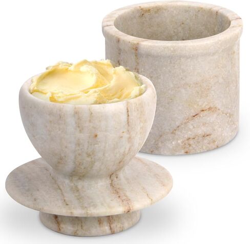 Marble Butter Keeper With Lid, Soft Spreadable French Butter Crock for Countertop,Butter Holder For Home Kitchen Counter Decor,Butter Dish Container with Water Seal (Viva Jade, 3.5"L x 3.5"W x 4"H) in Kuwait