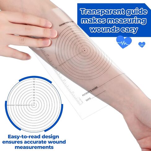 Motiskyy 300 Pack Wound Measurement Tools Measuring Bullseye Guide Medical Wound Ruler Soft Flexible Measure Guide for Nurses Patient in Kuwait