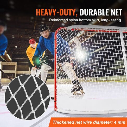 Happybuy Street Hockey Net, Indoor/Outdoor Steel Goal, 72" x 48" Portable Training Set, Easy Assembly, Official Regulation Size, White/Red in Kuwait