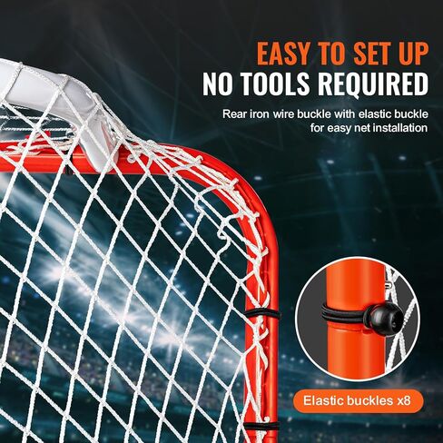 Happybuy Street Hockey Net, Indoor/Outdoor Steel Goal, 72" x 48" Portable Training Set, Easy Assembly, Official Regulation Size, White/Red in Kuwait