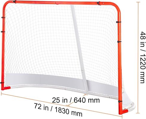 Happybuy Street Hockey Net, Indoor/Outdoor Steel Goal, 72" x 48" Portable Training Set, Easy Assembly, Official Regulation Size, White/Red in Kuwait