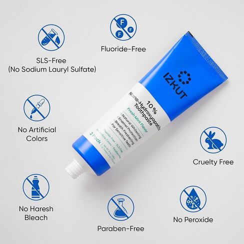 IZKUT 10% Nano Hydroxyapatite Toothpaste: Fluoride Free Natural Whitening Toothpaste for Sensitive Teeth, Enamel Support, Plaque Remover, SLS Free, Fresh Mint Flavor, Adults & Kids, 4 oz (Pack of 2) in Kuwait