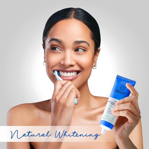 IZKUT 10% Nano Hydroxyapatite Toothpaste: Fluoride Free Natural Whitening Toothpaste for Sensitive Teeth, Enamel Support, Plaque Remover, SLS Free, Fresh Mint Flavor, Adults & Kids, 4 oz (Pack of 2) in Kuwait