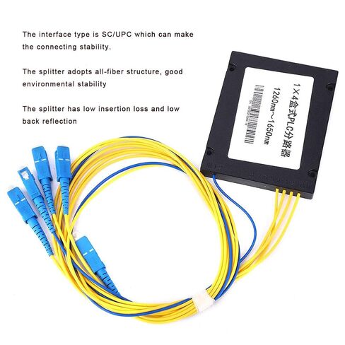 جهاز تقسيم الألياف PLC أحادي الوضع 1 × 4 مع واجهة SCUPC وخسارة إدخال منخفضة لحلول الشبكات المنزلية in Kuwait