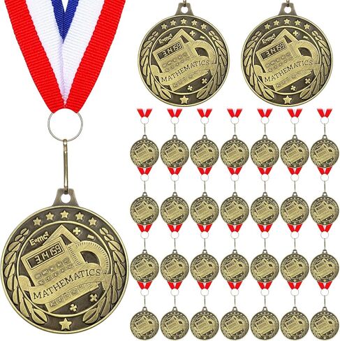 Kenning 12 Pack of Math Gold Medals Gold Winner Medals with Neck Ribbons Metal Trophy Award Prize Gift for Adult Competitions School Education Tournaments Party Favor in Kuwait