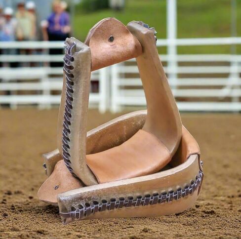 M-Royal Saddles 3 بوصات روبر من الجلد الخام ركاب غربي مداس واسع من الخشب الأساسي لركاب الحصان in Kuwait
