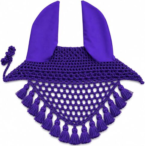 Horse Ear Bonnet for Horses Breathable Crochet Fly Bonnet with Soft Stretch Ears, Secure Fit, Lightweight Riding Ear Net for Trail Riding Everyday Use (Black, Horse/Full) in Kuwait