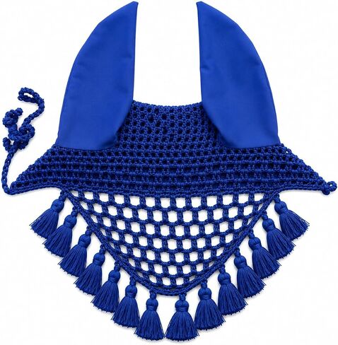 Horse Ear Bonnet for Horses Breathable Crochet Fly Bonnet with Soft Stretch Ears, Secure Fit, Lightweight Riding Ear Net for Trail Riding Everyday Use (Black, Horse/Full) in Kuwait