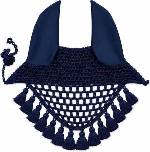 Horse Ear Bonnet for Horses Breathable Crochet Fly Bonnet with Soft Stretch Ears, Secure Fit, Lightweight Riding Ear Net for Trail Riding Everyday Use (Black, Horse/Full) in Kuwait