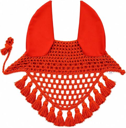 Horse Ear Bonnet for Horses Breathable Crochet Fly Bonnet with Soft Stretch Ears, Secure Fit, Lightweight Riding Ear Net for Trail Riding Everyday Use (Black, Horse/Full) in Kuwait