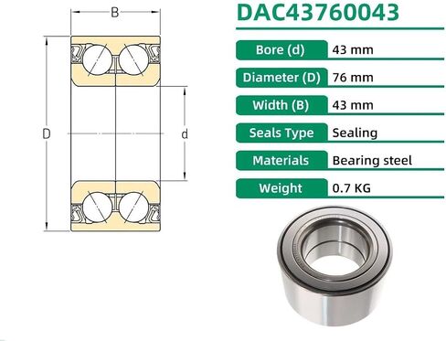 1 قطعة DAC43760043 عجلة تحمل 43x76x43 مللي متر 713613810 40210-2Y000 40210-3Z000 40210-4N200 402104N200 402103Z000 402102Y000 in Kuwait