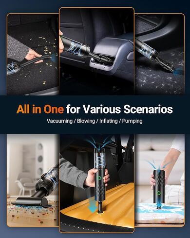 SEALIGHT Car Vacuum Portable Cordless, Handheld Cordless with High Power, Type-C Charging, 2 Suction Modes, Up to 40 Mins Runtime, Small Mini Vacuum for Car, Pet, Home in Kuwait