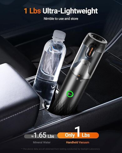 SEALIGHT Car Vacuum Portable Cordless, Handheld Cordless with High Power, Type-C Charging, 2 Suction Modes, Up to 40 Mins Runtime, Small Mini Vacuum for Car, Pet, Home in Kuwait