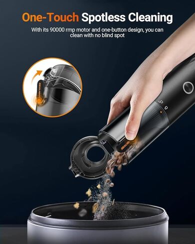 SEALIGHT Car Vacuum Portable Cordless, Handheld Cordless with High Power, Type-C Charging, 2 Suction Modes, Up to 40 Mins Runtime, Small Mini Vacuum for Car, Pet, Home in Kuwait