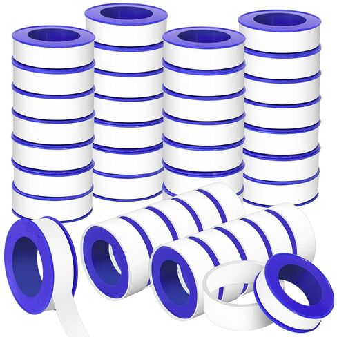 24 Rolls Teflon Tape for Plumbers, 1/2 x 520 Inches PTFE Thread Seal Tape, White Pipe Sealant for Shower Head, Water Pipe Sealing and Leak Prevention, Sealing Tape for Threaded Connections in Kuwait