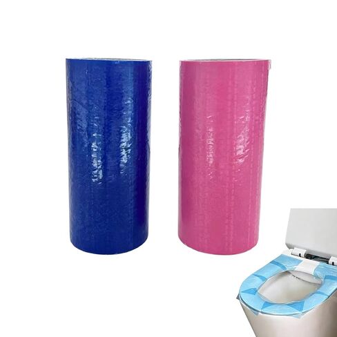 Two-Roll Pack Travel Disposable Isolation Film – Travel Dirt Prevention Barrier Tape for Toilet Seats, Door Knob, Faucet Handle & Light Switch – Blue and Pink Protective Film Roll in Kuwait