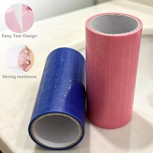 Two-Roll Pack Travel Disposable Isolation Film – Travel Dirt Prevention Barrier Tape for Toilet Seats, Door Knob, Faucet Handle & Light Switch – Blue and Pink Protective Film Roll in Kuwait