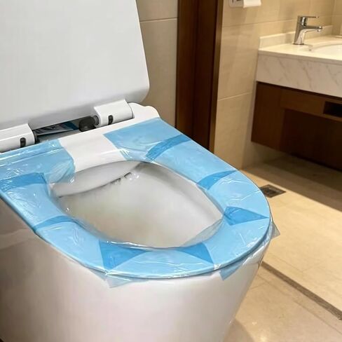 Two-Roll Pack Travel Disposable Isolation Film – Travel Dirt Prevention Barrier Tape for Toilet Seats, Door Knob, Faucet Handle & Light Switch – Blue and Pink Protective Film Roll in Kuwait