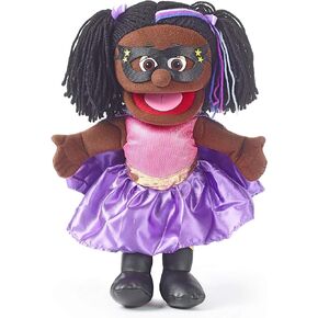 14" Superhero, Black Girl, Hand Puppet
