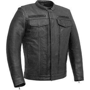First Mfg Co - Raider - Men's Motorcycle Biker Riding Copper Leather Jacket - 5X Large - Action Back Armor Pockets Gussets Sun glasses slit Vented