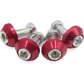 uxcell 4pcs Rose Red 6mm Thread Diameter Motorcycle License Plate Frame Screws Bolts Caps