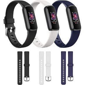 3 Pack Luxe Bands Compatible with Fitbit luxe Band Sport Watch Wrist Strap for Men Women, Luxe Silicone Watch Strap Bracelet Wristband Bands Replacement Accessories with Metal Buckle Large Size Band