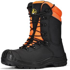 أحذية عمل بالمنشار من جلد البقر من الدرجة الأولى - أحذية أمان بغطاء من الصلب من الدرجة الأولى من الدرجة الأولى، أحذية أمان من كيفلار للرجال مع نعال مقاومة للانزلاق in Kuwait