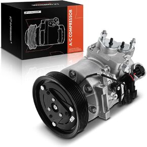 A-Premium A/C Compressor with Clutch Compatible with Volvo XC60 XC70 XC90 S8 S60 V70 & Land Rover LR2, Only fit for 6 Grooves (Not for 3-Groove Pulley)