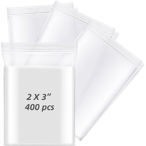 400 Pcs Small Plastic Bags 3" x 4.7", Transparent Mini Ziplock Bags, Clear Jewelry Baggies Reclosable, Strong and Durable Self Sealing Storage Bags for Pills, Screws, Cards, Travel
