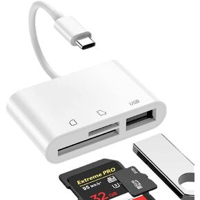SD Card Reader, USB C Micro SD Card Reader, Memory Card Reader OTG Adapter, Type C SD/TF Card Reader, Compatible with MacBook, Laptops, Galaxy Phones and More (White)