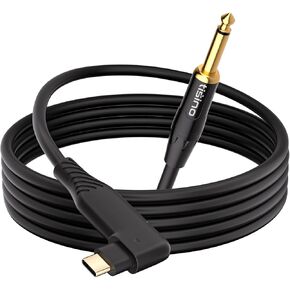 كابل صوت أحادي USB C إلى 6.35 مم TS من tisino، زاوية قائمة 1/4 بوصة TS إلى USB نوع C كابل سلك معدات تسجيل الجهير/الجيتار، متوافق مع الكمبيوتر المحمول/الكمبيوتر الشخصي/الهاتف الذكي مع منافذ USB C - 2 متر/6.6 قدم in Kuwait