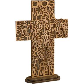 12 Inch 6 Pack Rustic Wood Crosses María Torched Wooden Tabletop Cross Rustic Standing Cross for Religious Church Décor Prayer Gifts