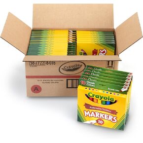 Crayola Classic Broad Line Markers, 10 Count, Case of 24