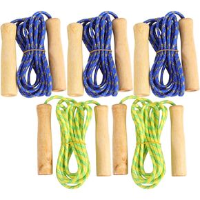 Toyvian 5pcs Kids Tools Exercise Jump Rope Fitness Jump Rope Outdoor Fun Toy Kid Jump Rope Jumping Rope Exercise Wood Jump Rope Exercise Ropes Skipping Rope Bamboo Wooden Handle Child