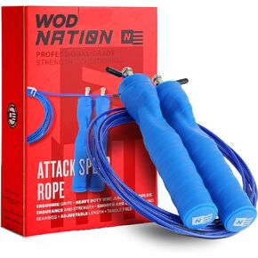 WOD Nation Attack Speed Jump Rope for Women & Men - Professional Skipping Rope for Exercise & Fitness - Adjustable Length, Tangle-Free Cable - Perfect for Home & Gym Workouts - Jump Rope Adjustable Length