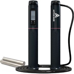 Jump Rope with Digital and Calorie Counter - Weighted Jump Rope for Fitness, Weight Loss, Exercise, Workout, Gym, Speed Skipping, Boxing - Adjustable Rope for Men, Women & Kids