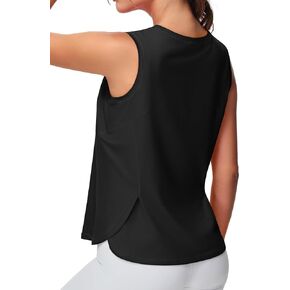 Dragon Fit Lightweight Workout Tank Tops for Women Sleeveless Yoga Shirts Side Split Loose Fit Athletic Tops with Curved Hem